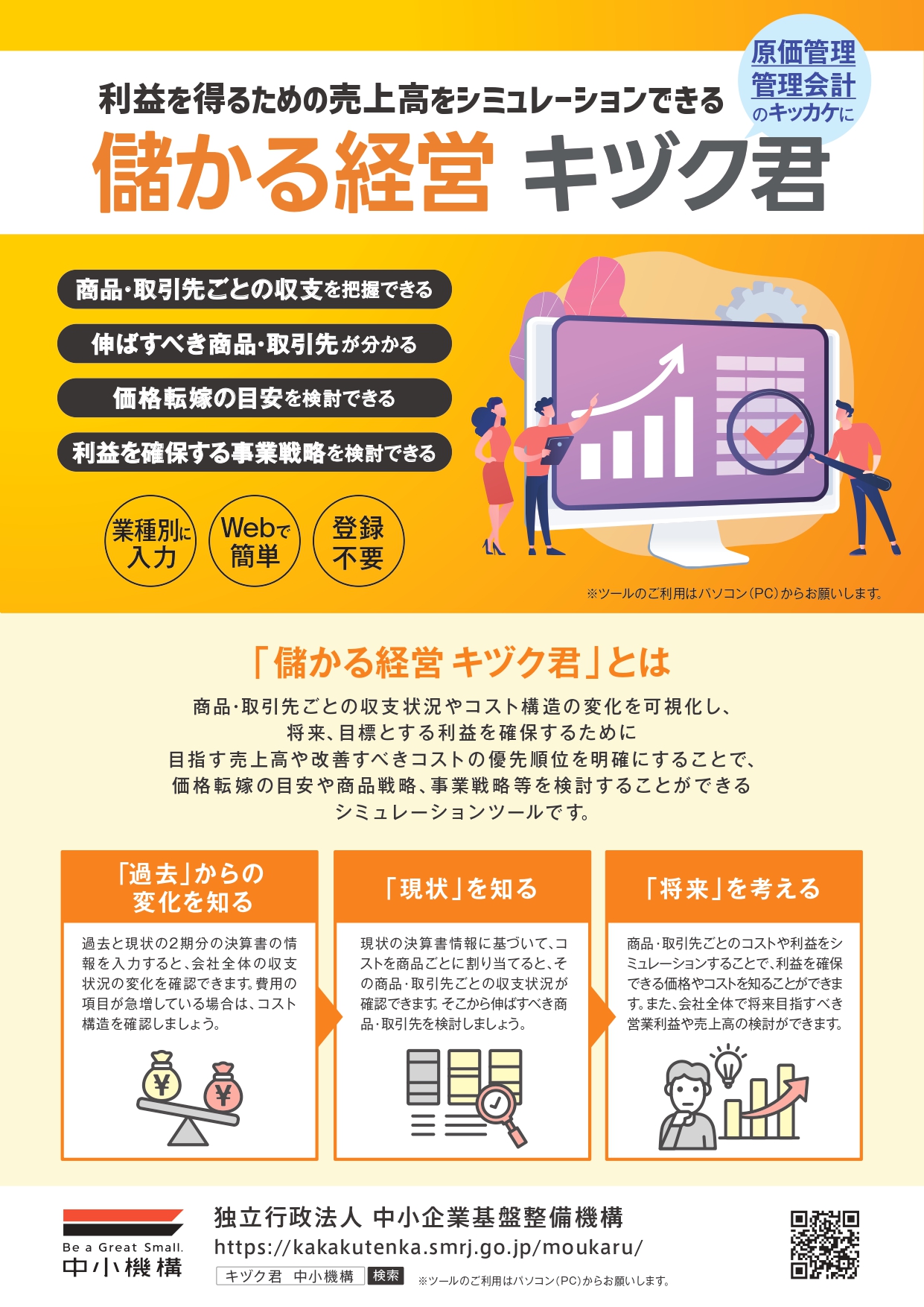 利益を得るための売上高をシミュレーションできる儲かる経営キヅク君